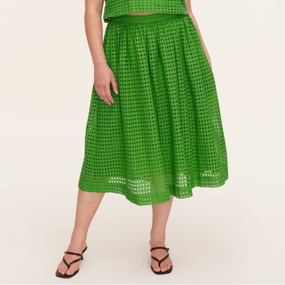 Kate Spade Target NWT - Green Eyelet Volume Midi Skirt Medium